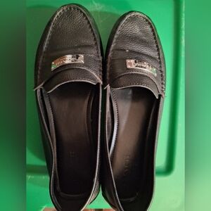 Black Leather Women's Loafers